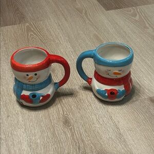 Bay Island Set of 2 Christmas Snowman Ceramic Mugs Set